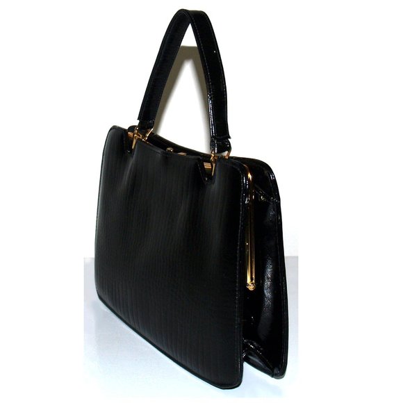 Vintage La Belle Montreal - Black Patent Leather Purse - Picture 9 of 16